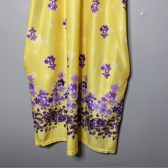 VTG. Yellow Purple Floral Plus Size House Dress MuuMuu Size XL - Picture 3 of 4